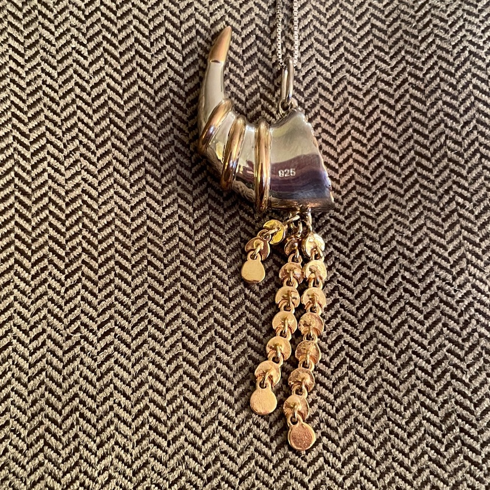 Solid Sterling Silver Cornucopia Necklace - image 6